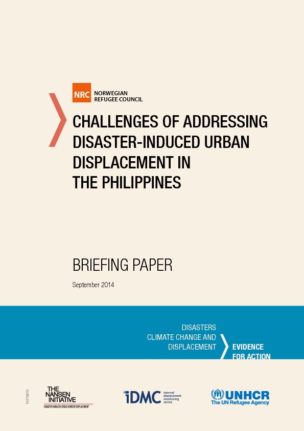 Challenges of addressing disaster-induced urban displacement in The Philippines