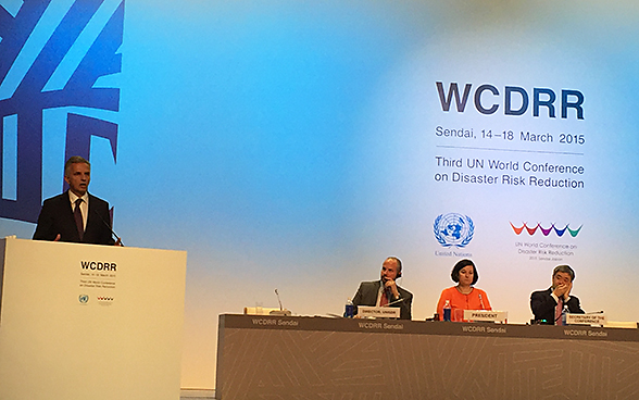 Federal Councillor Didier Burkhalter stresses importance of disaster risk reduction for safeguarding sustainable development