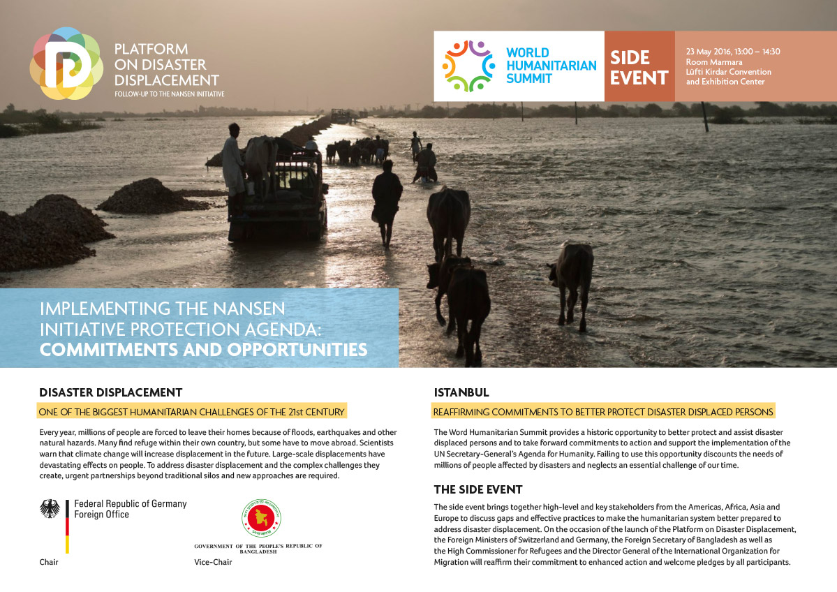 WHS SIDE EVENT – Implementing the Nansen Initiative Protection Agenda – Commitments and Opportunities