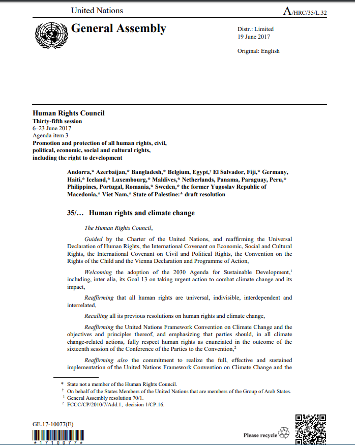 Human Rights Council Resolution 35\20