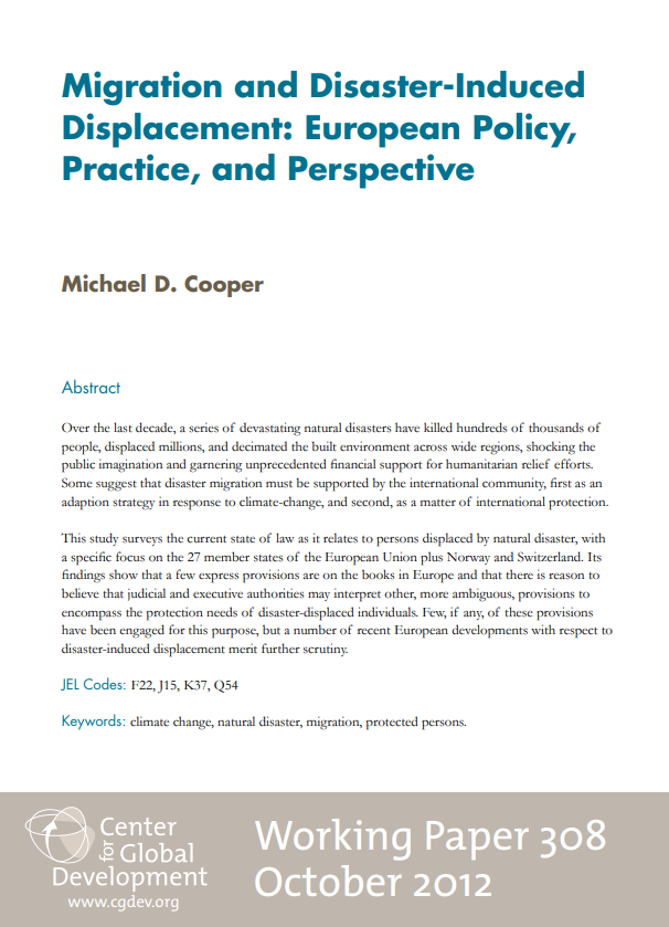 Migration and Disaster-Induced Displacement: European Policy, Practice, and Perspective