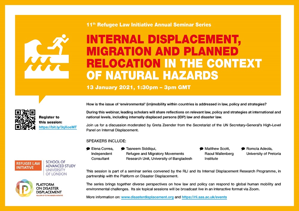 Webinar | Internal Displacement, Migration and Planned Relocation in the Context of Natural Hazards