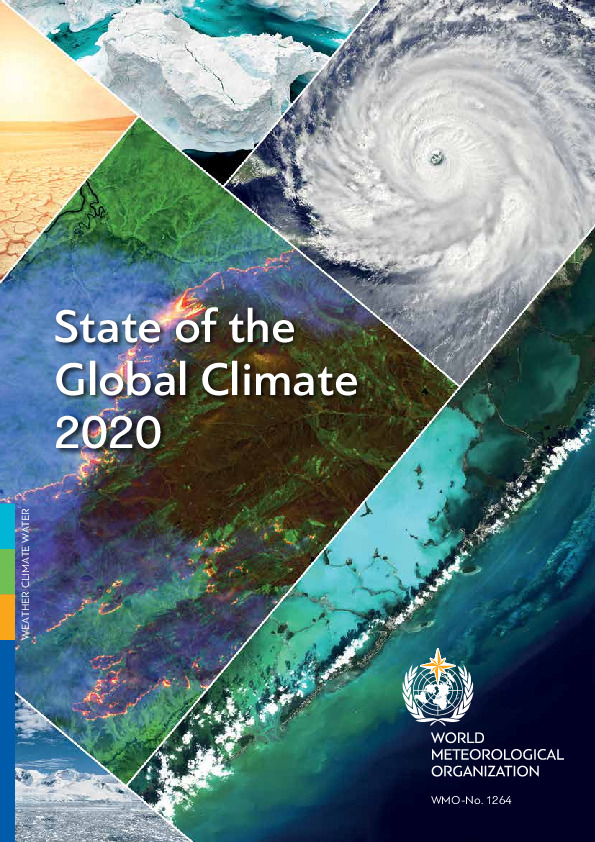 Cover image: satellite images of the earth with the text State of the Global Climate 2020