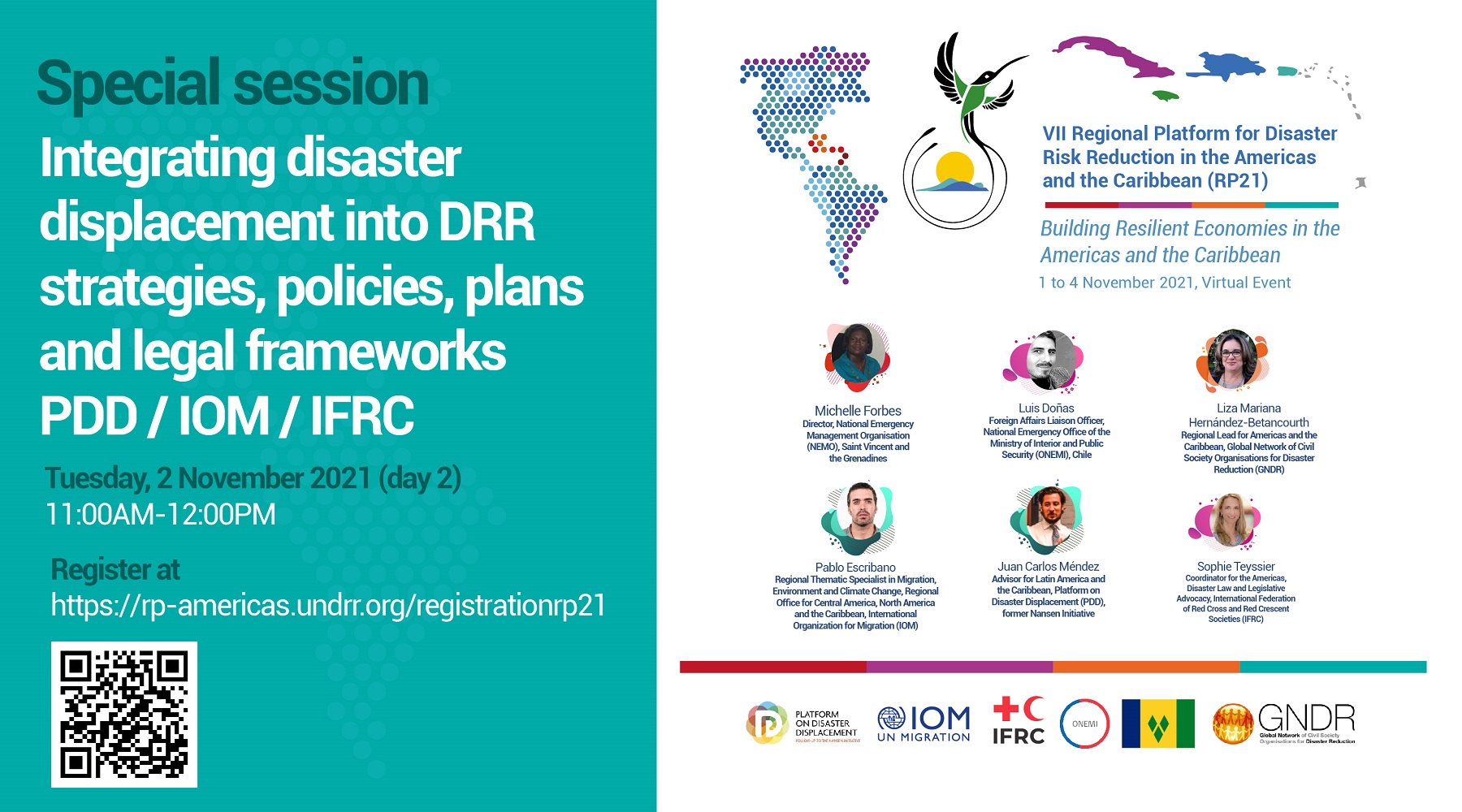 Event flyer for DRR parallel session with speaker photos