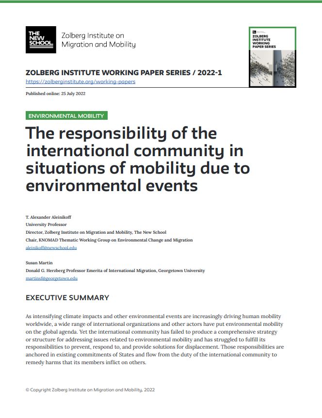 The Responsibility of the International Community in Situations of Human Mobility Due to Environmental Causes