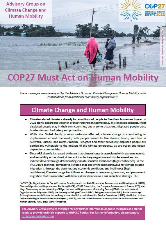 COP27 Must Act on Human Mobility