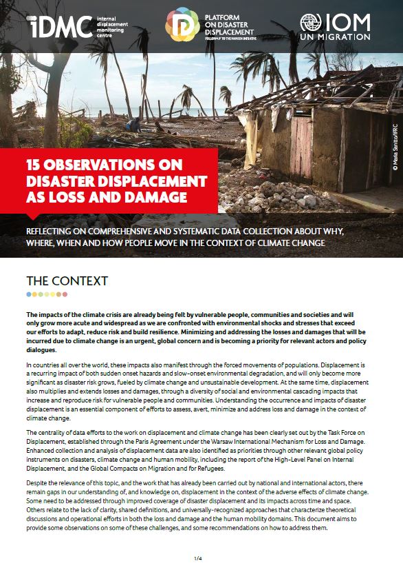 15 Observations on Disaster Displacement as Loss and Damage