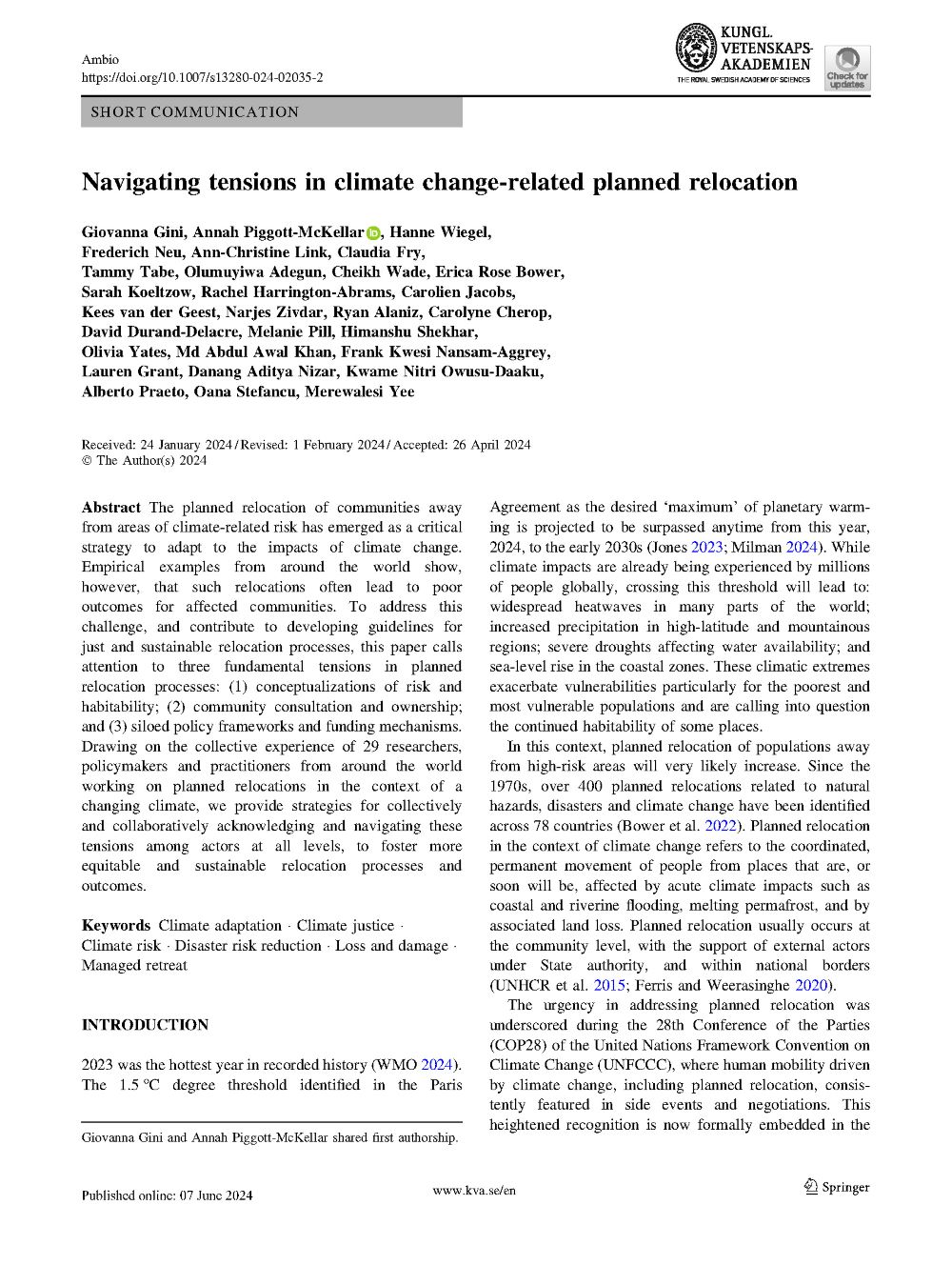 Article – Navigating Tensions in Climate Change-Related Planned Relocation